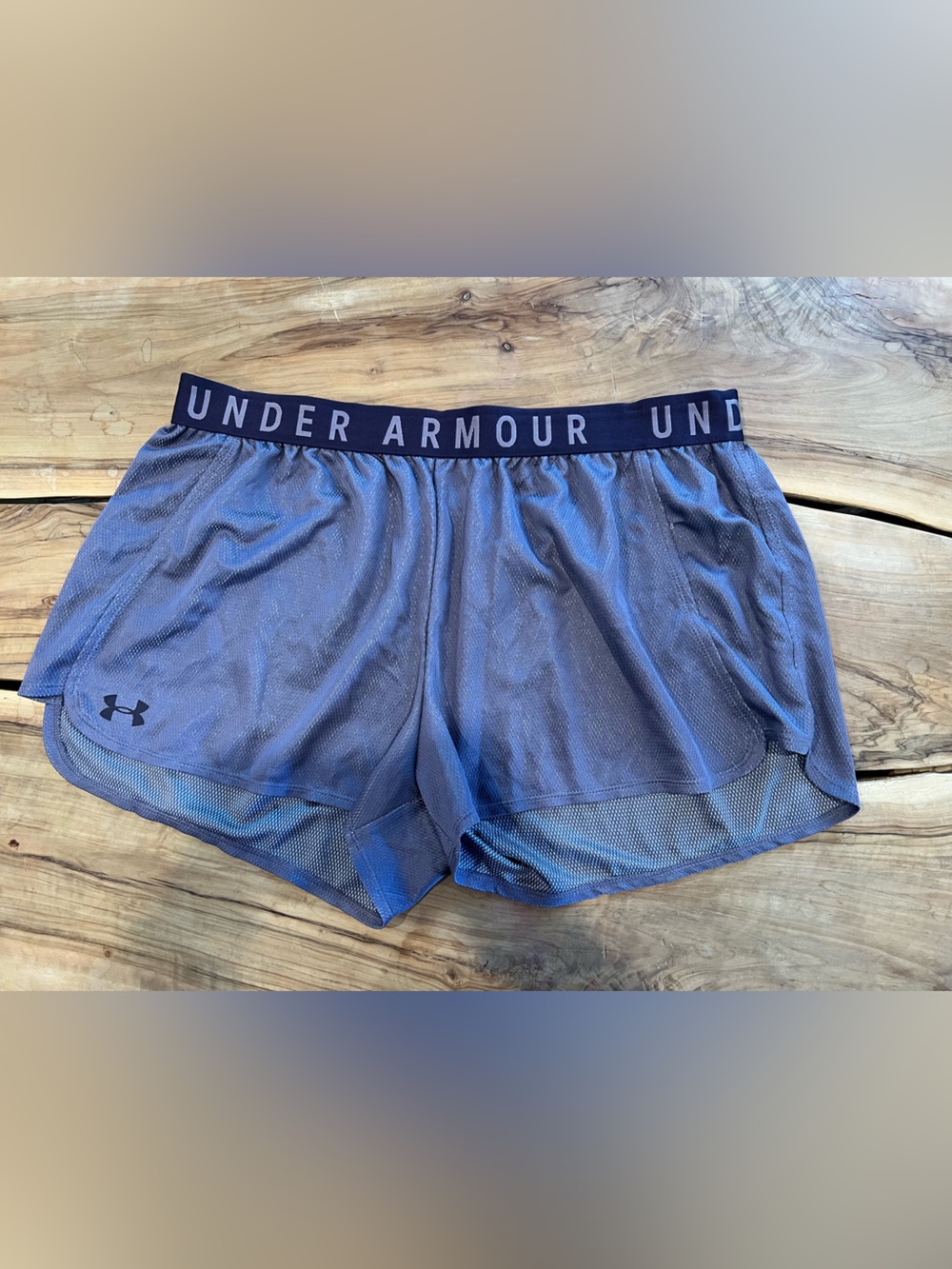 Under Armour Women’s Blue Mesh Athletic Shorts with Branded Waistband